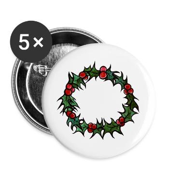 Design des Stechpalmenkranzkreises - Buttons groß 56 mm (5er Pack) - Weiß - Vorne