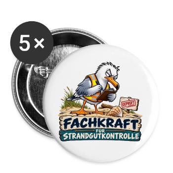 Fachkraft Strandgutkontrolle Cartoon - Buttons groß 56 mm (5er Pack) - Weiß - Vorne