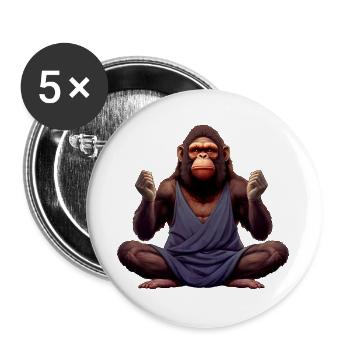 Affen Yoga / Yogi Affe - Buttons groß 56 mm (5er Pack) - Weiß - Vorne