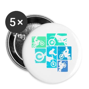 Dirt Bike Motocross Enduro Motorrad Kinder - Buttons groß 56 mm (5er Pack) - Weiß - Vorne