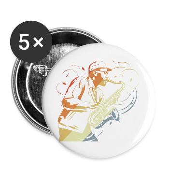Vintage Saxophonist - Buttons groß 56 mm (5er Pack) - Weiß - Vorne