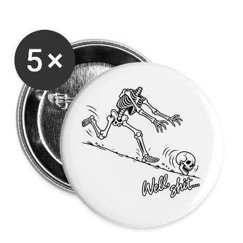 Na tja, Kopfloses Skelettrollendes Schädel-Meme - Buttons groß 56 mm (5er Pack) - Weiß - Vorne