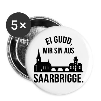 Saarbrücken Spruch Silhouette - Buttons groß 56 mm (5er Pack) - Weiß - Vorne