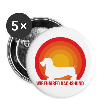 Dachshund Rauhaardackel - Buttons groß 56 mm (5er Pack) - Weiß - Vorne
