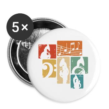 Sousaphon Retro Blasmusik Musiker Sousaphonist - Buttons groß 56 mm (5er Pack) - Weiß - Vorne