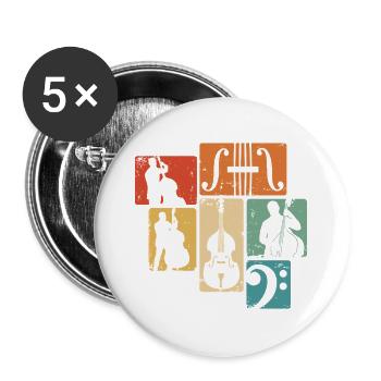 Kontrabass Orchester Bass Musiker Jazz Bassist - Buttons groß 56 mm (5er Pack) - Weiß - Vorne