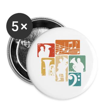 Tuba Orchester Tubist Musiker Blasmusik - Buttons groß 56 mm (5er Pack) - Weiß - Vorne