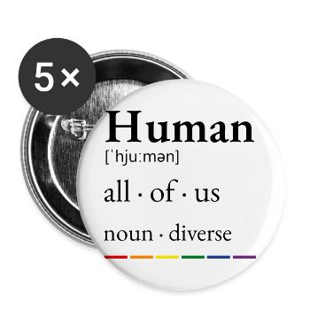 Mensch – LGBTQ+ Stolz - Buttons groß 56 mm (5er Pack) - Weiß - Vorne