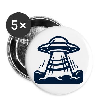Ufo Alien Raumschiff Grafik - Buttons groß 56 mm (5er Pack) - Weiß - Vorne