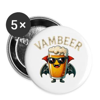 Vambier Lustiger Bier Vampir Retro Comic Halloween - Buttons groß 56 mm (5er Pack) - Weiß - Vorne
