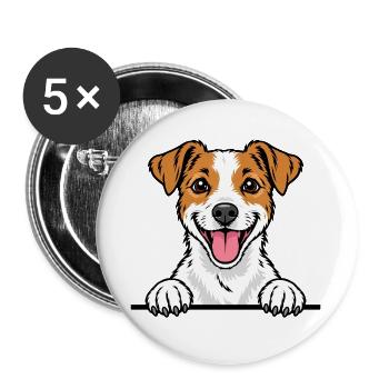 Jacky Terrier - Buttons groß 56 mm (5er Pack) - Weiß - Vorne
