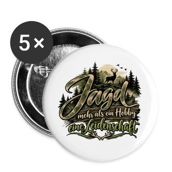 Jäger/in Jagd Leidenschaft Hobby Natur Tiere Wald - Buttons groß 56 mm (5er Pack) - Weiß - Vorne