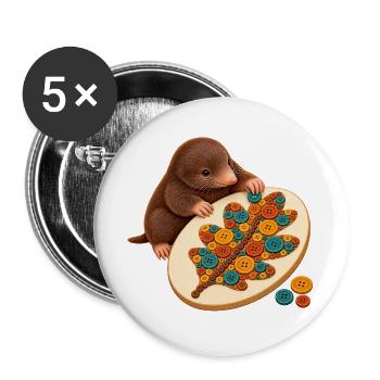Maulwurf legt ein Knopfmosaik - Buttons groß 56 mm (5er Pack) - Weiß - Vorne
