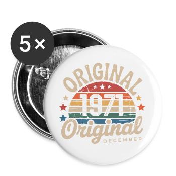 Geboren im Dezember 1971 - Buttons groß 56 mm (5er Pack) - Weiß - Vorne