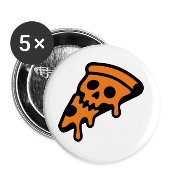 Pizza Totenkopf Halloween Grafik - Buttons groß 56 mm (5er Pack) - Weiß - Vorne