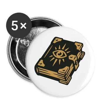 Zauberbuch Auge Magie Wappen - Buttons groß 56 mm (5er Pack) - Weiß - Vorne