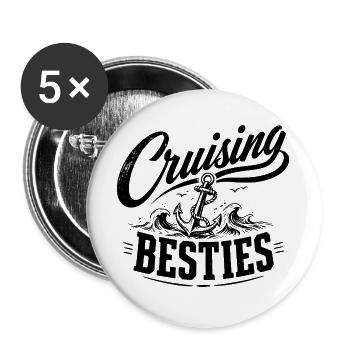Cruising Besties - Buttons groß 56 mm (5er Pack) - Weiß - Vorne