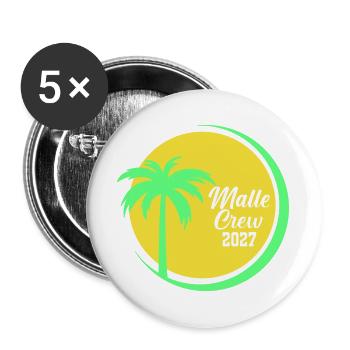 Malle Crew 2027 Palmen Design - Buttons groß 56 mm (5er Pack) - Weiß - Vorne