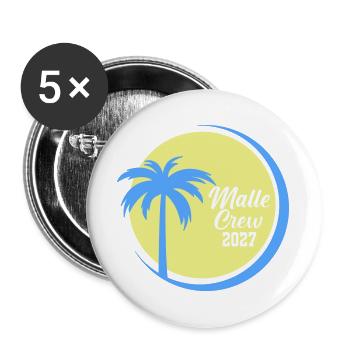 Malle Crew 2027 Palmen Circle - Buttons groß 56 mm (5er Pack) - Weiß - Vorne
