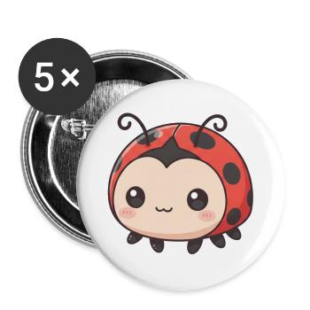 Marienkäfer  - Buttons groß 56 mm (5er Pack) - Weiß - Vorne