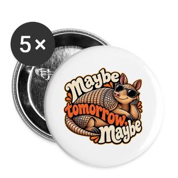 Gürteltier - Buttons groß 56 mm (5er Pack) - Weiß - Vorne