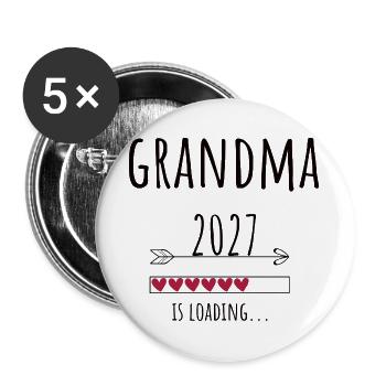 Pregnancy Announcement – Oma 2027 Geschenk - Buttons groß 56 mm (5er Pack) - Weiß - Vorne