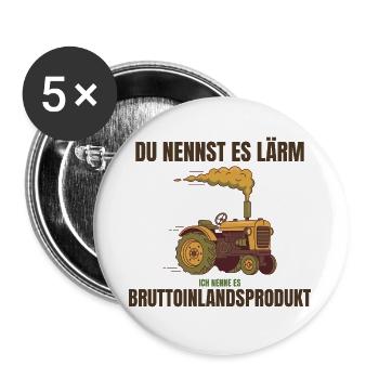 Lärm? Ich nenne es Bruttoinlandsprodukt! - Buttons groß 56 mm (5er Pack) - Weiß - Vorne