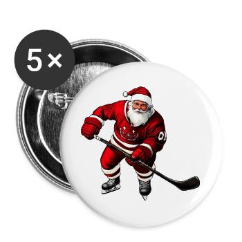 Weihnachten Eishockeyspieler - Buttons groß 56 mm (5er Pack) - Weiß - Vorne