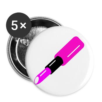 Lippenstift Design - Buttons groß 56 mm (5er Pack) - Weiß - Vorne