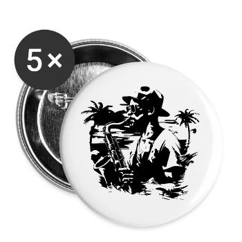 Saxophonist Grafik - Buttons groß 56 mm (5er Pack) - Weiß - Vorne