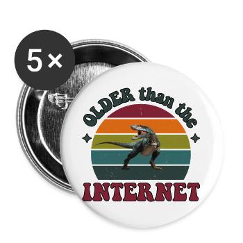 Older than the Internet - Dino Sunset - Buttons groß 56 mm (5er Pack) - Weiß - Vorne