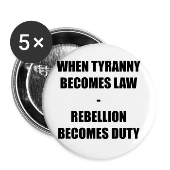 WHEN TYRANNY - Buttons groß 56 mm (5er Pack) - Weiß - Vorne
