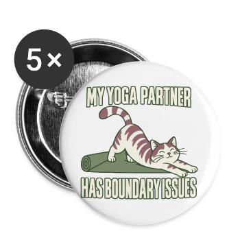 Yoga-katzenliebhaber Katze Mama - Buttons groß 56 mm (5er Pack) - Weiß - Vorne