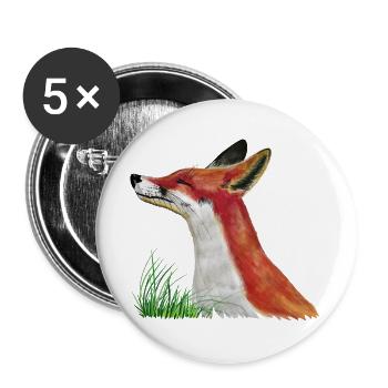 Fuchs schnuppert im Gras - Buttons groß 56 mm (5er Pack) - Weiß - Vorne
