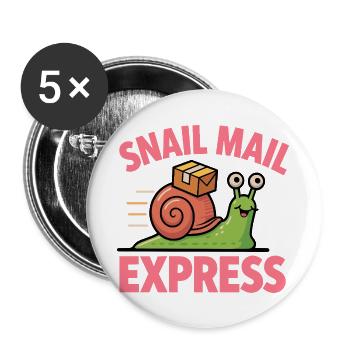 Schneckenpost – Snail Mail Express - Buttons groß 56 mm (5er Pack) - Weiß - Vorne