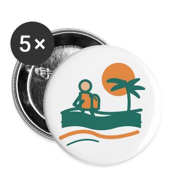 Backpacker am Palmenstrand - Buttons groß 56 mm (5er Pack) - Weiß - Vorne