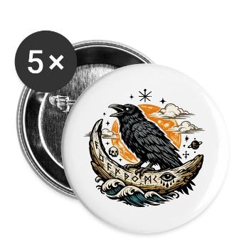 Rabenmond und Flammender Mond - Buttons groß 56 mm (5er Pack) - Weiß - Vorne