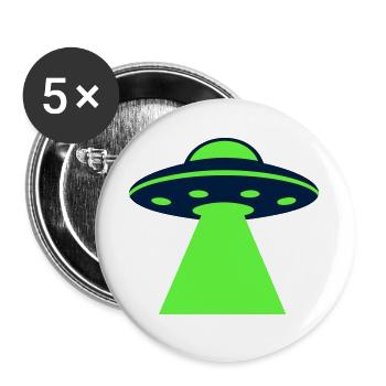 Ufo Alien Raumschiff Grafik - Buttons groß 56 mm (5er Pack) - Weiß - Vorne