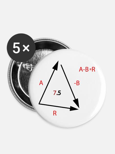 Algebraische Gleichung Typo Rot - Buttons groß 56 mm (5er Pack) - Weiß
