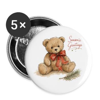 Aquarell Weihnachtsteddybär - Buttons groß 56 mm (5er Pack) - Weiß - Vorne