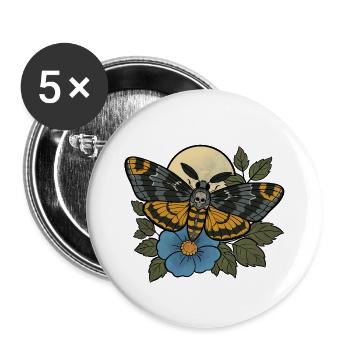 Schädelmotten-Mondblüte - Buttons groß 56 mm (5er Pack) - Weiß - Vorne