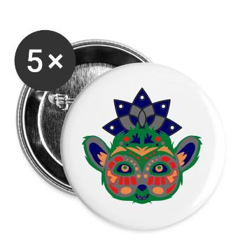 Bunter Lemur - Buttons groß 56 mm (5er Pack) - Weiß - Vorne