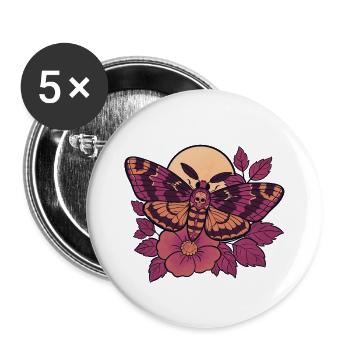 Schädelmotten-Mond-Floral - Buttons groß 56 mm (5er Pack) - Weiß - Vorne