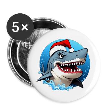 Haie Weihnachten - Buttons groß 56 mm (5er Pack) - Weiß - Vorne
