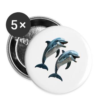 Delfine - Buttons groß 56 mm (5er Pack) - Weiß - Vorne