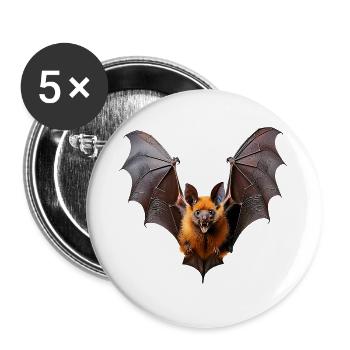 Fledermaus - Buttons groß 56 mm (5er Pack) - Weiß - Vorne