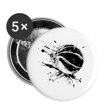 Basketball Ball - Buttons groß 56 mm (5er Pack) - Weiß - Vorne