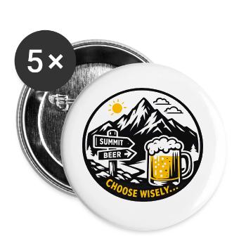 Bier am Berggipfel - Buttons groß 56 mm (5er Pack) - Weiß - Vorne