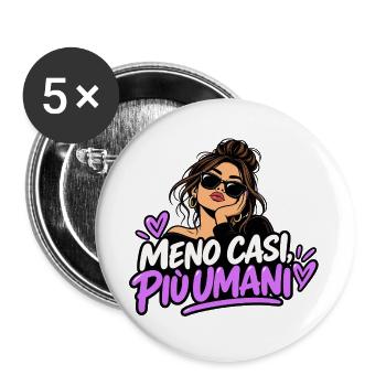 Weniger Fälle, mehr Menschen - Buttons groß 56 mm (5er Pack) - Weiß - Vorne