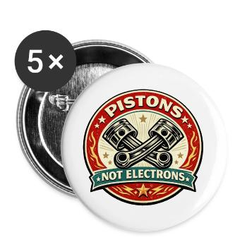 Kolben, keine Elektronen, die rasen - Buttons groß 56 mm (5er Pack) - Weiß - Vorne